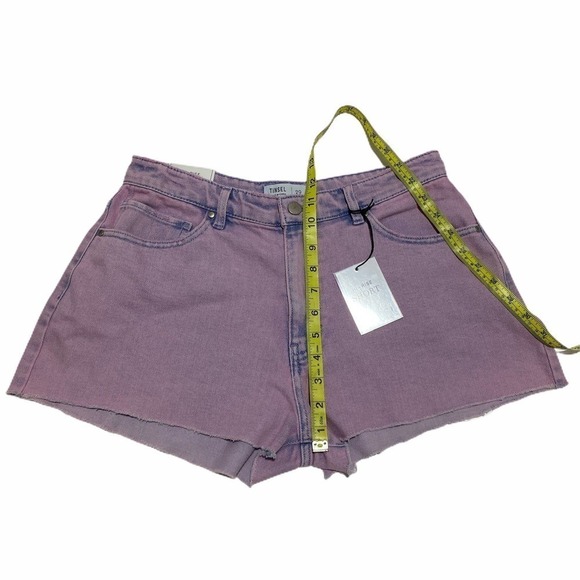 PURPLE Denim Hi-Rise Raw Hem Shorts - Picture 5 of 9